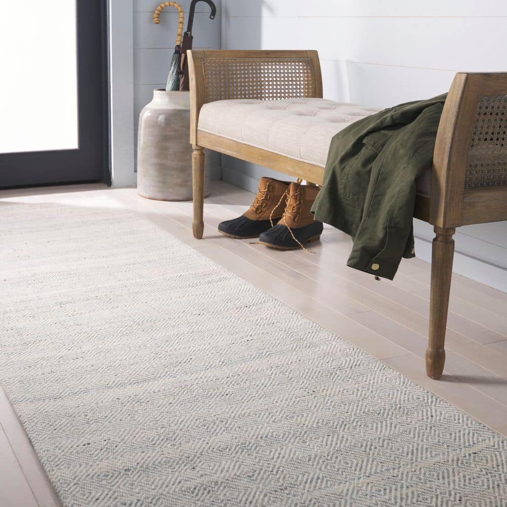 Martha Stewart 2 ft. x 8 ft. Light Blue/Ivory Monochrome Diamond Runner Rug price history on PriceWatchPro