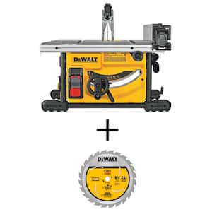 15 Amp Corded 8-1/4 in. Compact Portable Jobsite Tablesaw and FLEXVOLT 8-1/4 in. 24-Teeth Carbide-Tipped Table Saw Blade