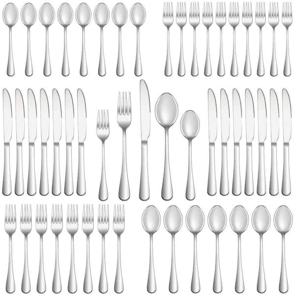 50-Piece Stainless Steel Silverware Set Service for 10, Mirror Polished Flatware, Fork Knife Spoon Set