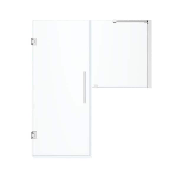 Tampa-Pro 48 in. -  49 1/8 in. W x in. H Pivot Frameless Door in Chrome with Buttress Panel