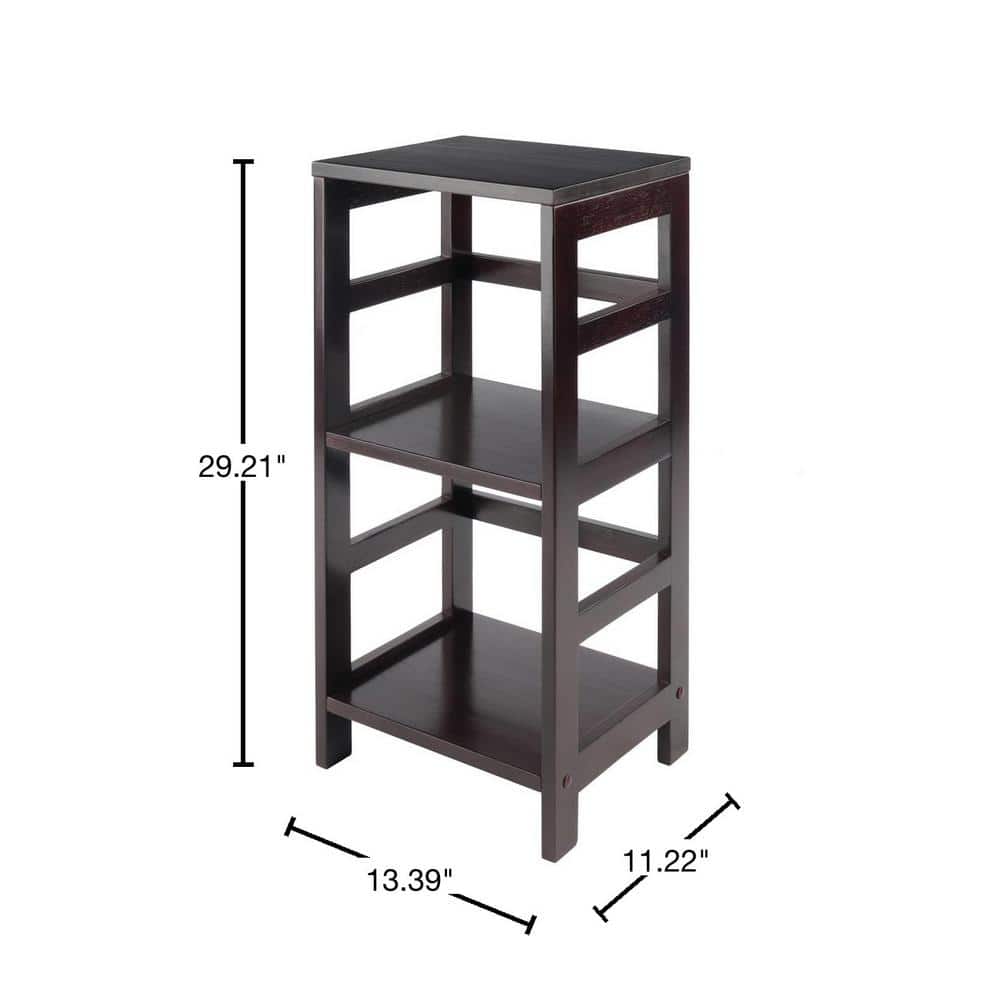 Espresso Finish Traditional Wooden 2-Tier Narrow Bookshelf