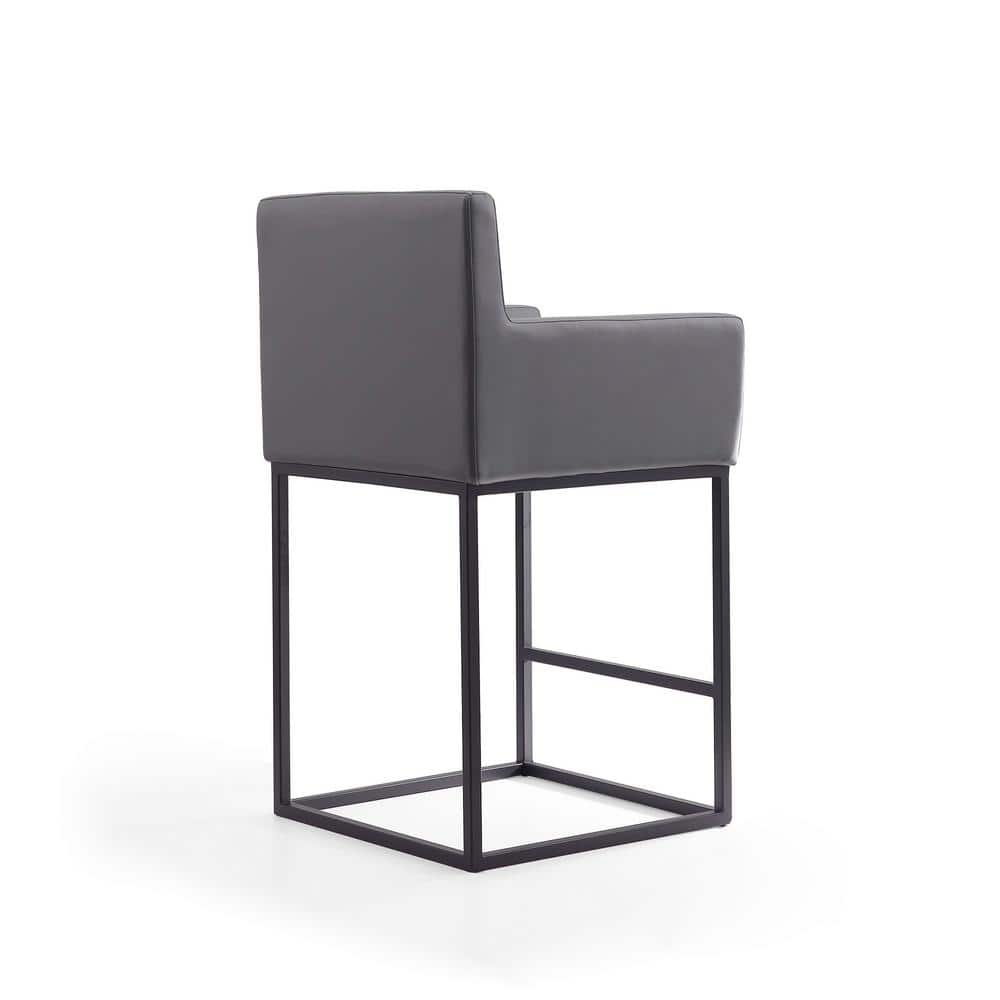 Modern Glam Grey and Black Leather Metal Counter Stool Set