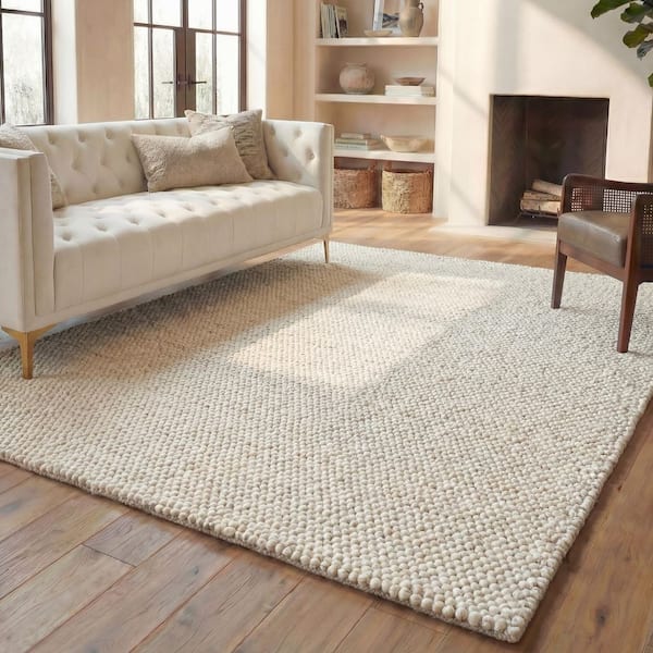 Natura 8 ft. x 10 ft. Beige/Ivory Textured Solid Area Rug