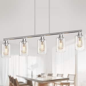 Brushed Nickel Modern 60-Watt 5-Light Mini Pendant Light with Clear Glass Shades