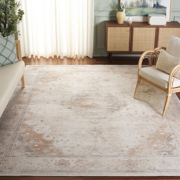 Atlas 8 ft. x 10 ft. Ivory/Beige Distressed Vintage Medallion Area Rug