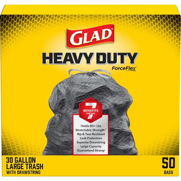 30 Gal. ForceFlex Black Drawstring Large Outdoor Trash Bags (50-Count)