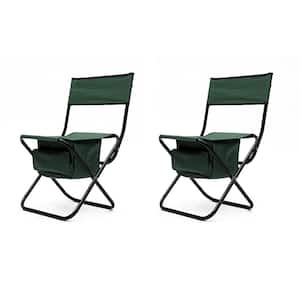 2-Piece Green Folding Outdoor Chair with Storage Bag, Portable Chair for Indoor, Outdoor Camping, Picnics and Fishing