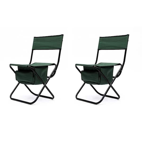 2-Piece Green Folding Outdoor Chair with Storage Bag, Portable Chair F