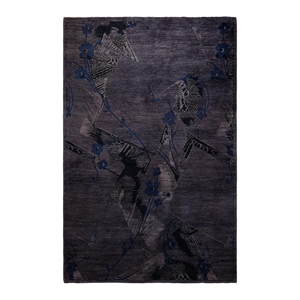 Chloe & Olivia Home Overdyed Charcoal 6 ft. x 9 ft. Solid Wool Indoor Area Rug