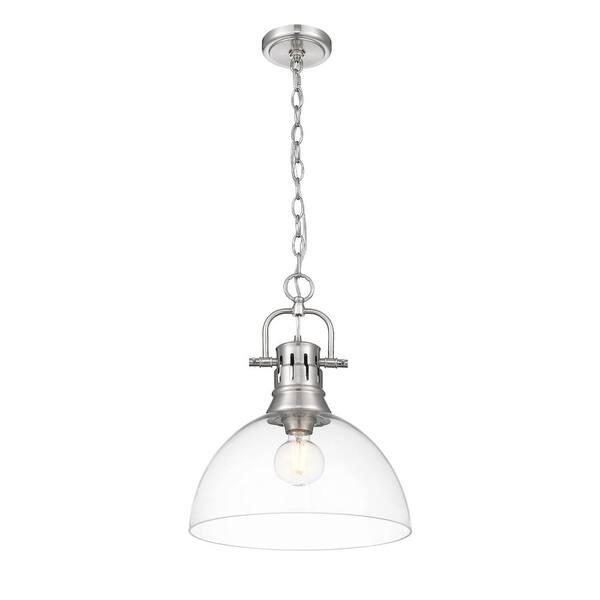 Golden Lighting - Duncan 100-Watt 1-Light Pewter Pendant Light with Glass Shade