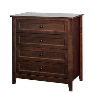 32.68 in. W x 17.72 in. D x 35.55 in. H Brown Wood Linen Cabinet Spray-Painted Drawer Dresser Lockers Retro Round Handle