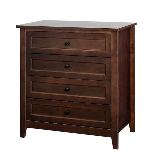 Unbranded 32.68 in. W x 17.72 in. D x 35.55 in. H Brown Wood Linen Cabinet Spray-Painted Drawer Dresser Lockers Retro Round Handle