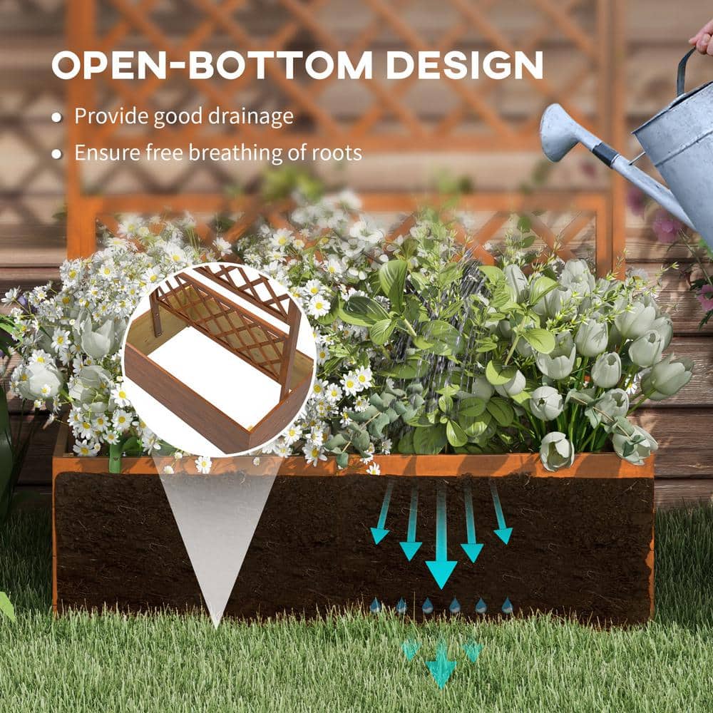 Large Fir Wood Raised Garden Bed with Trellis