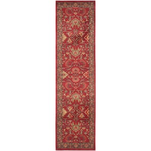 Mahal Red/Navy 2 ft. x 18 ft. Border Runner Rug