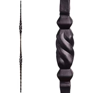 Tuscan Square Hammered 44 in. x 0.5625 in. Satin Black Double Twisted Knuckle Solid Wrought Iron Baluster