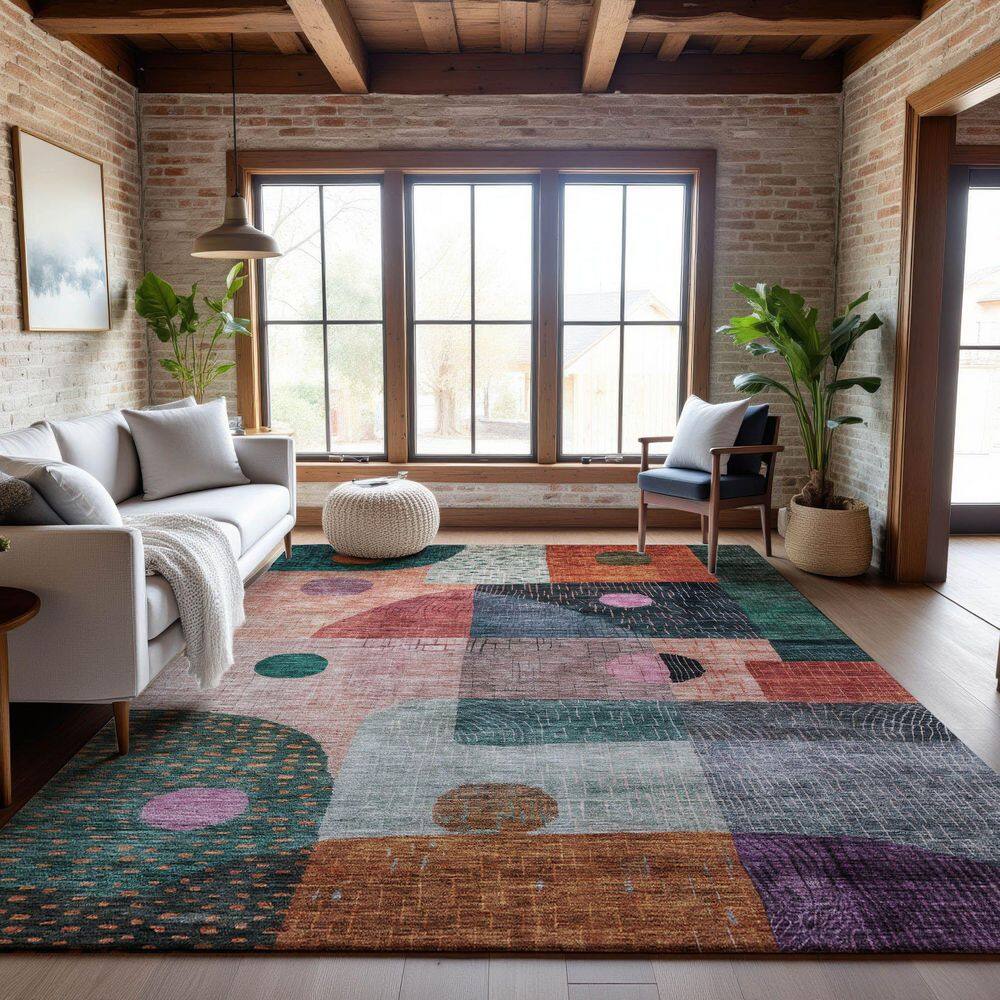 Mayfield Premium Machine Washable Abstract AMF1117 Orange 10 ft. x 14 ft. Area Rug price history on PriceWatchPro