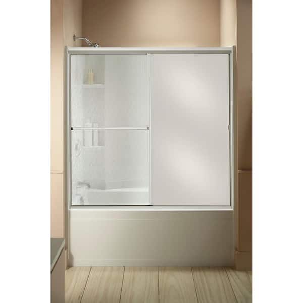 STERLING Standard 59 in. x 56-7/16 in. Framed Sliding Tub and Shower Door in Silver with Handle