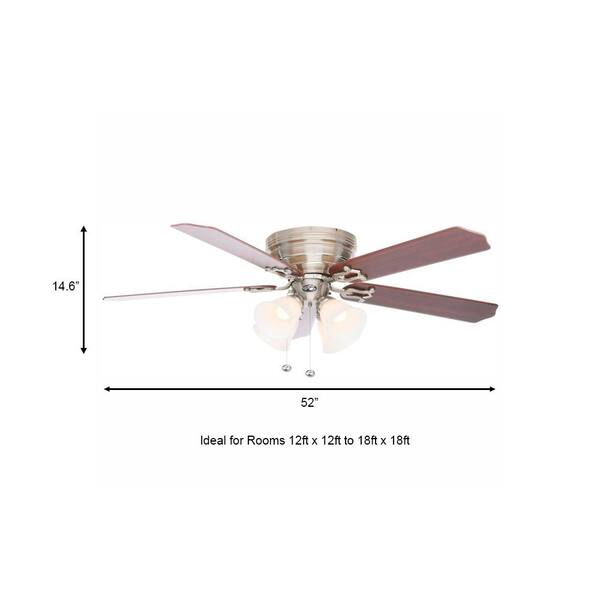 Indoor Led Brushed Nickel Ceiling Fan, What Size Ceiling Fan For Room 10×10