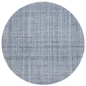 Abstract Ivory/Navy 6 ft. x 6 ft. Classic Marle Round Area Rug