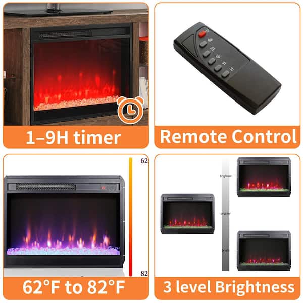 23 in. W x 17.5 in. H 400 sq. ft. Electric Fireplace Insert with Realistic Flame, Overheating Protection, Remote Control