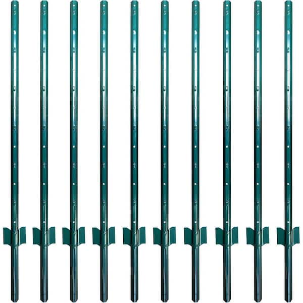 4 ft. Sturdy No Dig Metal Fence Posts U Post for Wire Fencing Yard Outdoor Pack of 10