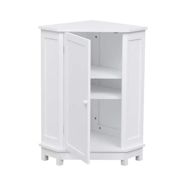 Flynama 17.5 in. W x 17.50 in. L x 31.40 in. H White Bathroom Cabinet Triangle Corner Storage Cabinet with Adjustable Shelf