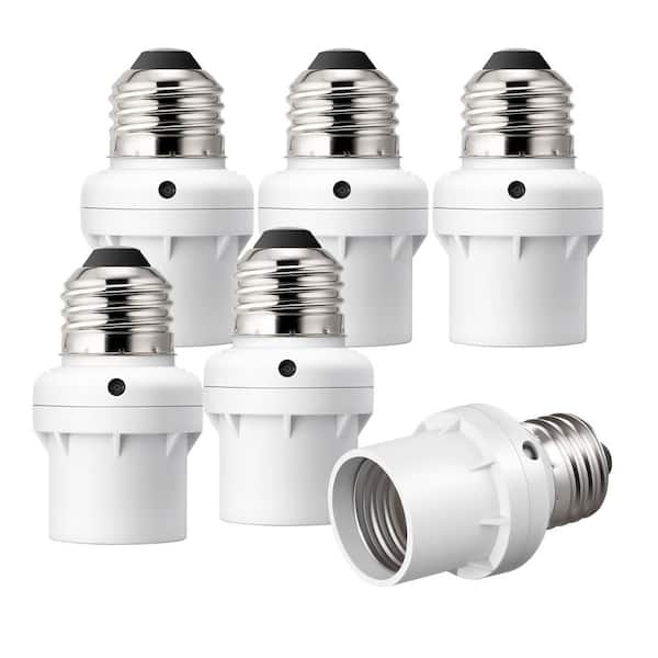 DEWENWILS 100-Watt Incandescent/CFL/LED/Halogen Screw-In Dusk to Dawn Light Control Sensor Socket, White (6-Pack)