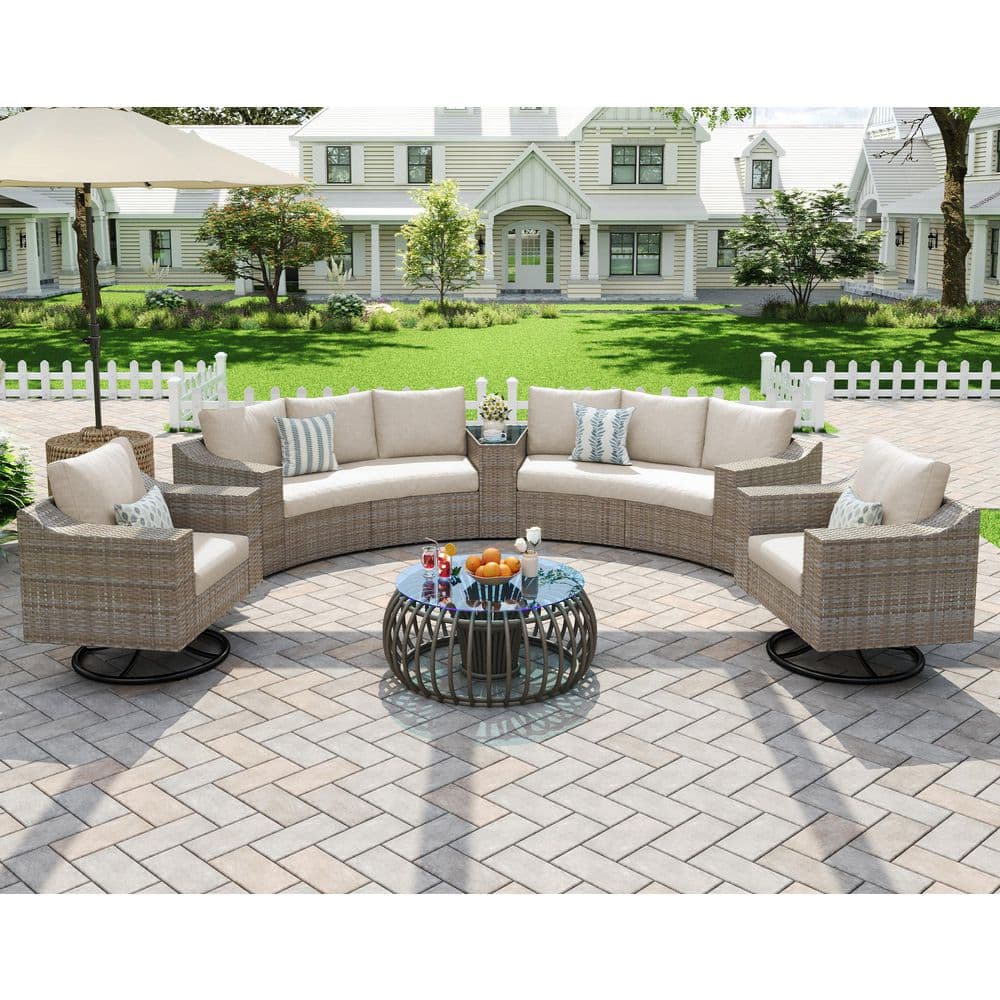 9-Piece Wicker Patio Furniture Set with Swivel Rocking Chairs and Storage Table price history on PriceWatchPro