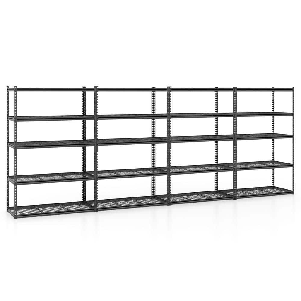 4 PCS 5-Tier Heavy-Duty Utility Shelf with Adjustable Wire Racks, 2000 lbs Capacity in Black price history on PriceWatchPro