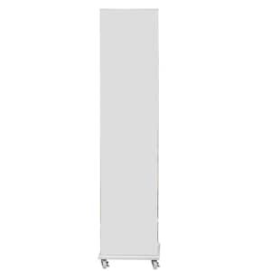 White 14.96 in. W x 63.78 in. H Rectangle Metal Full Length Mirror 360° Swivel Jewelry Cabinet