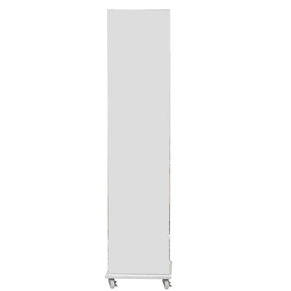 Tradrou White 14.96 in. W x 63.78 in. H Rectangle Metal Full Length Mirror 360° Swivel Jewelry Cabinet