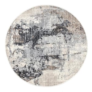 Rivera Gray 6 ft. x 6 ft. Abstract Round Area Rug
