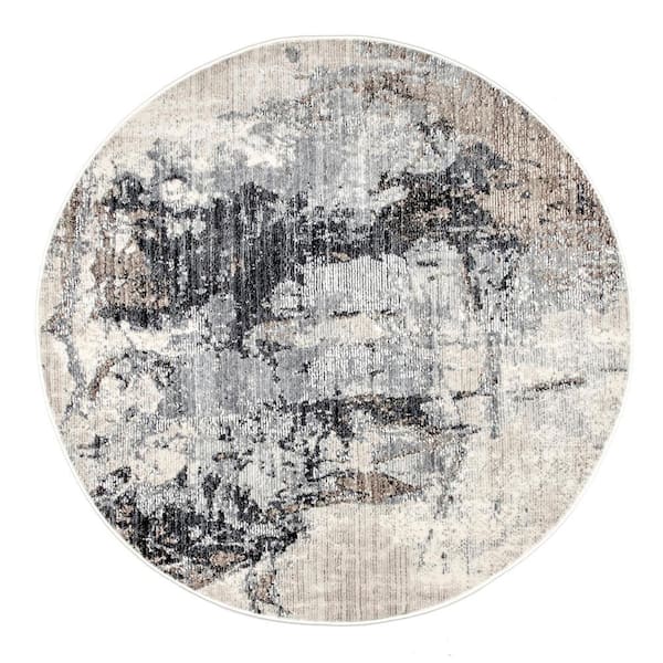 nuLOOM Rivera Gray 6 ft. x 6 ft. Abstract Round Area Rug