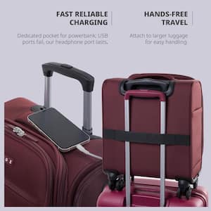 18 in. Spinner Small Suitcase, Softside Lightweight Travel Bag for Men and Women, Airplane Carry On Bag, Burgundy Red