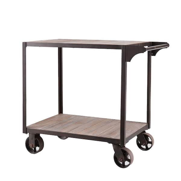 Southern Enterprises Carlisle Industrial Bar Cart in Aged Black with Aged Gray