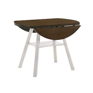 Calliger 47.25 in. Round Live Edge Oak and Sea White Wood Top Counter Height Table