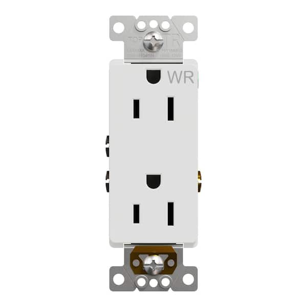 Square D X Series 15 Amp 125-Volt Outdoor Tamper Resistant Duplex Outlet Back Wire Decorator Receptacle Matte White