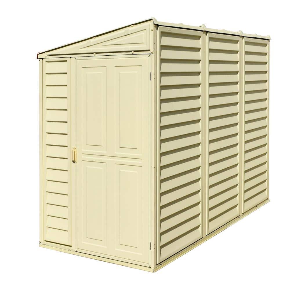 Beige 4' x 8' Vinyl Lean-To Storage Shed with Shelving