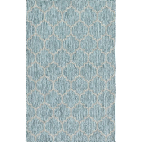 Unique Loom Outdoor Trellis Aquamarine 5' 0 x 8' 0 Area Rug
