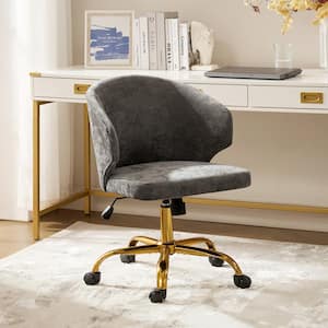 Vicenta Charcoal Modern Upholstery Mid-Height Backrest Office Chair with Metal Legs