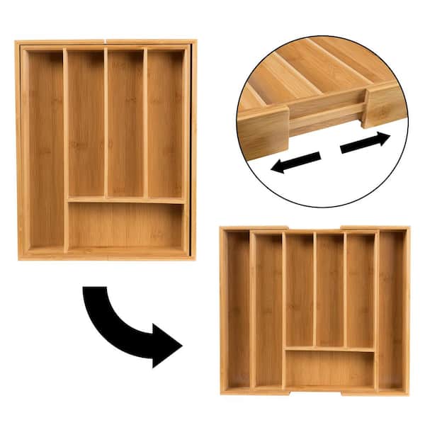 Style Selections 2-Pack 22.125-in x 2.5-in Brown Bamboo Wood Expandable Drawer  Divider in the Drawer Organizers department at