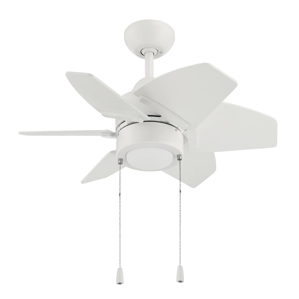 24-Inch White Brushed Nickel Modern Ceiling Fan with LED Light