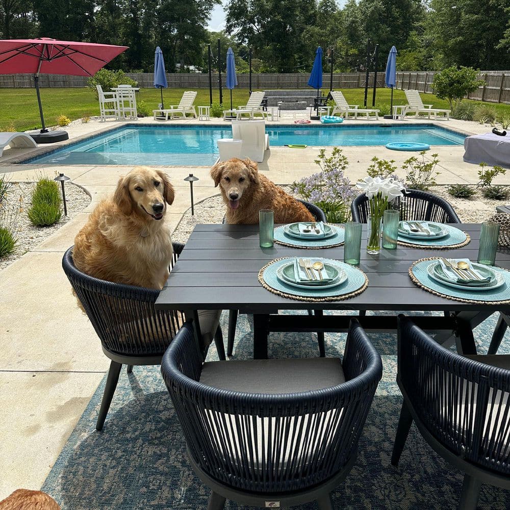 9-Piece Aluminum All-Weather Wicker Square Outdoor Dining Set with Cushion, Grey and Navy price history on PriceWatchPro