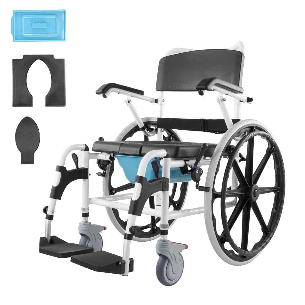 Shower Wheelchair 17.5 in. Aluminum Alloy Rolling Bathroom Commode Chair 300 lbs. Capacity price history on PriceWatchPro