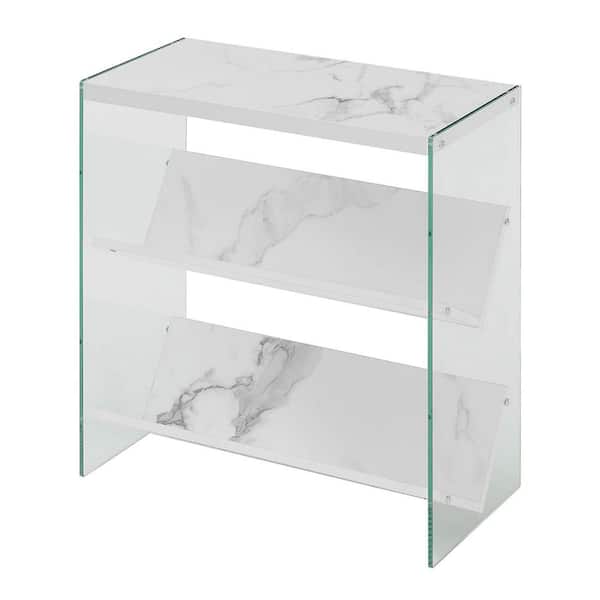 Convenience Concepts SoHo 27.75 in. H White Faux Marble/Glass 3 Shelf Accent Bookcase
