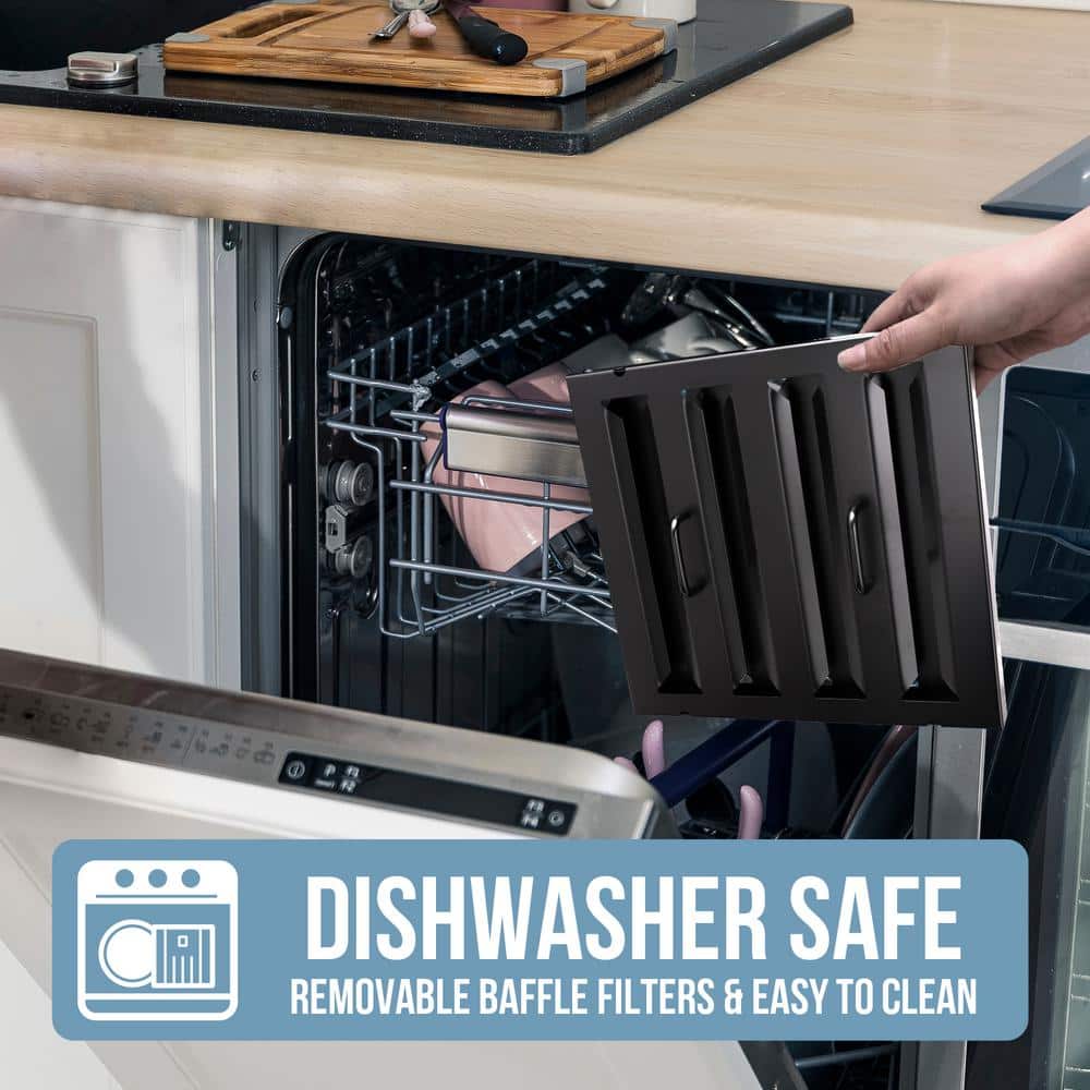 36-Inch Matte Black Stainless Steel Under Cabinet Range Hood