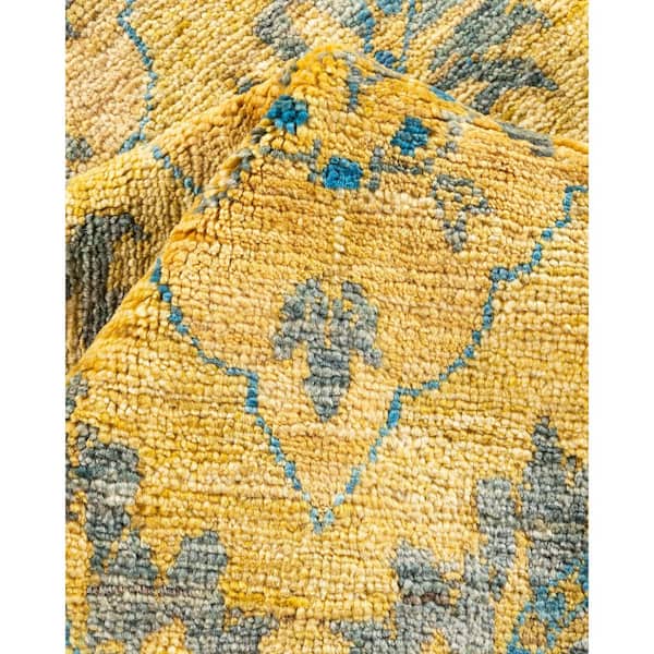 Eclectic Yellow 8 ft. x 10 ft. Oriental Wool Indoor Area Rug