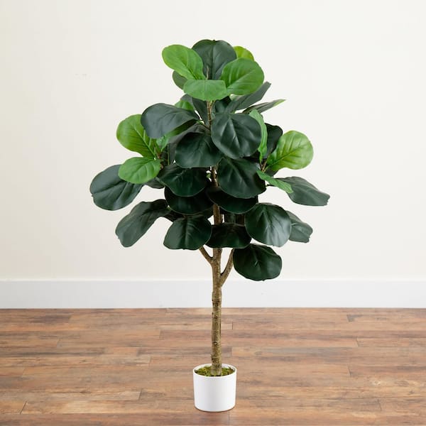 StyleWell 4ft Faux Fiddle Leaf Fig Tree in White Pot T4440 - The
