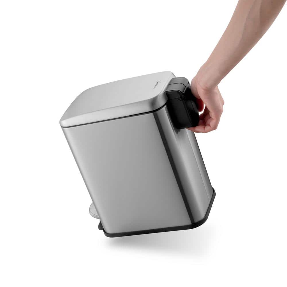 Slim Stainless Steel Step-On Trash Can Set, 1.3 Gallon, Silver