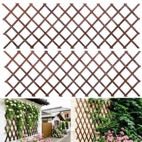 89 in. W x 38 in. H Expandable Garden Trellis, Wooden Lattice Wall Fence  Trellis for Climbing Plants Outdoor 2-Piece JT00325-BL - The Home Depot